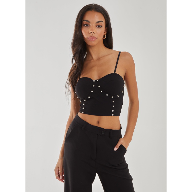 Diamante Bralette-S & M & L-Black