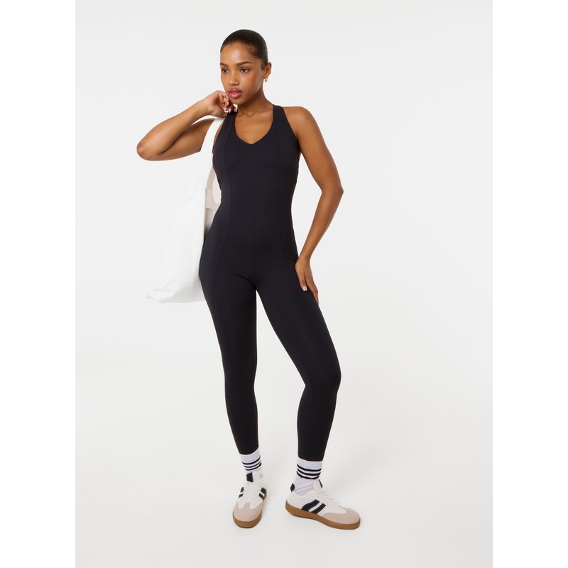 Strappy Back Unitard-S/M & M/L-BLACK