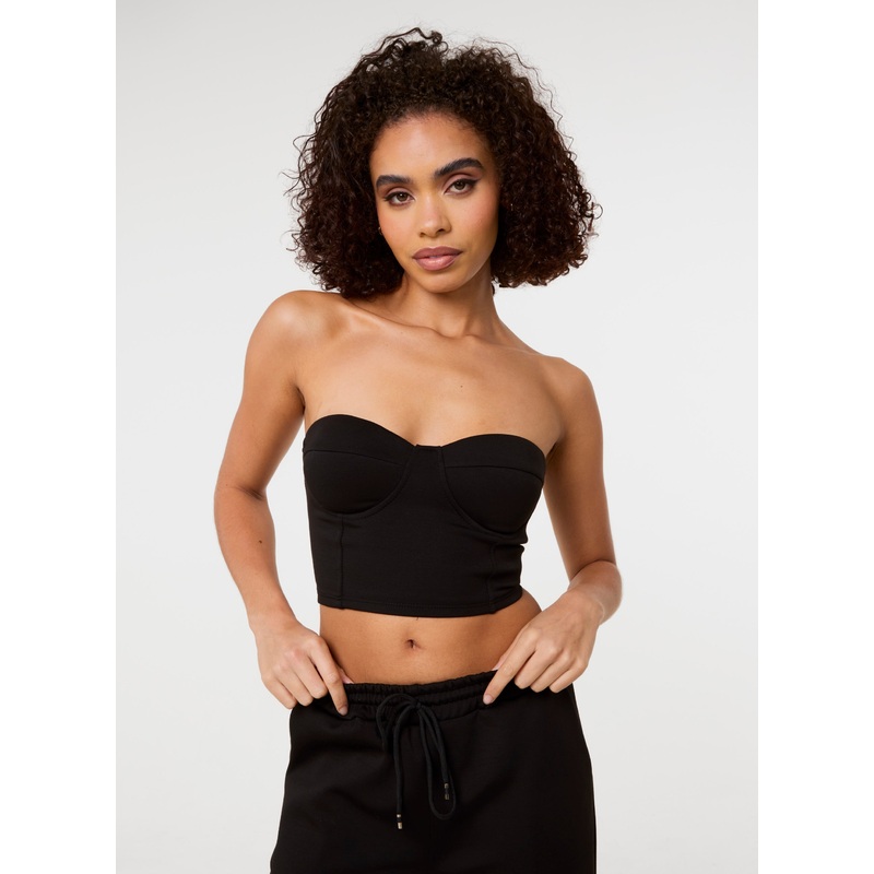 Bustier Jersey Zip Back-S/M & M/L-BLACK