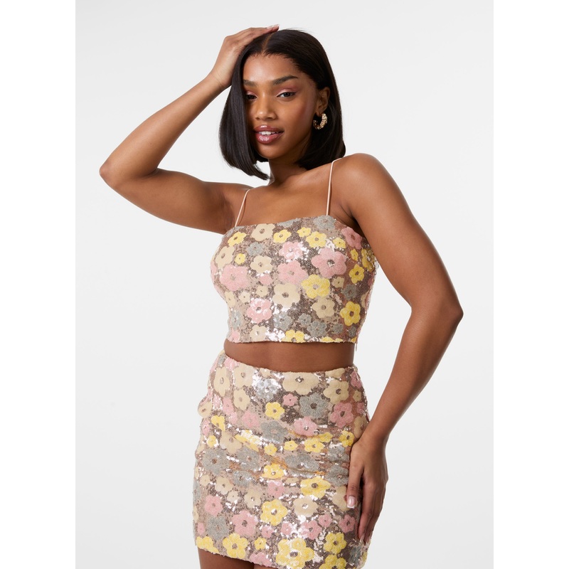 Daisy Sequin Top-S & M & L-MULTI