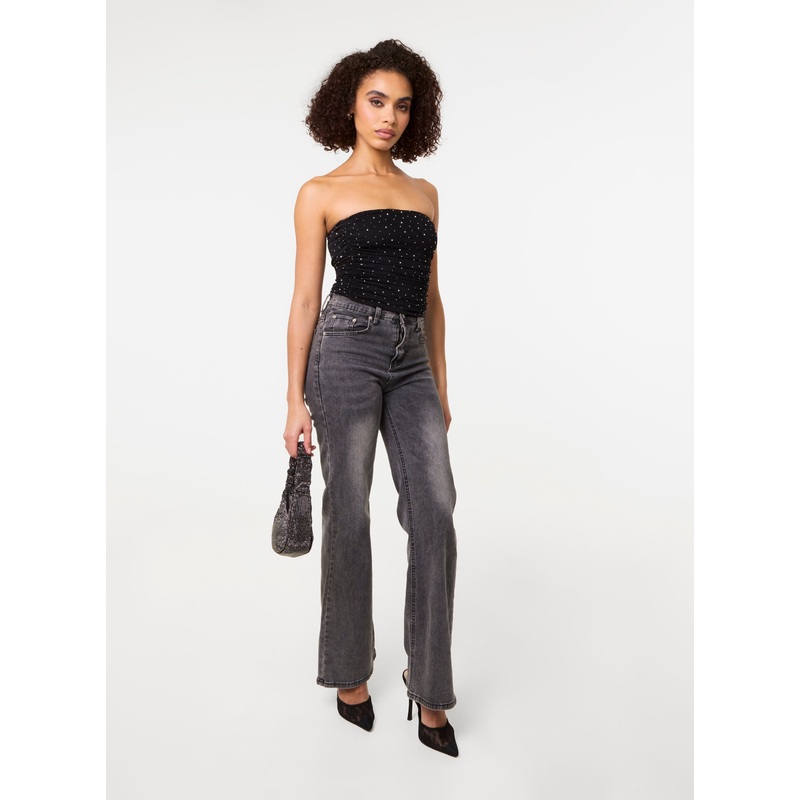 Diamante Bandeau Top-S/M & M/L-BLACK