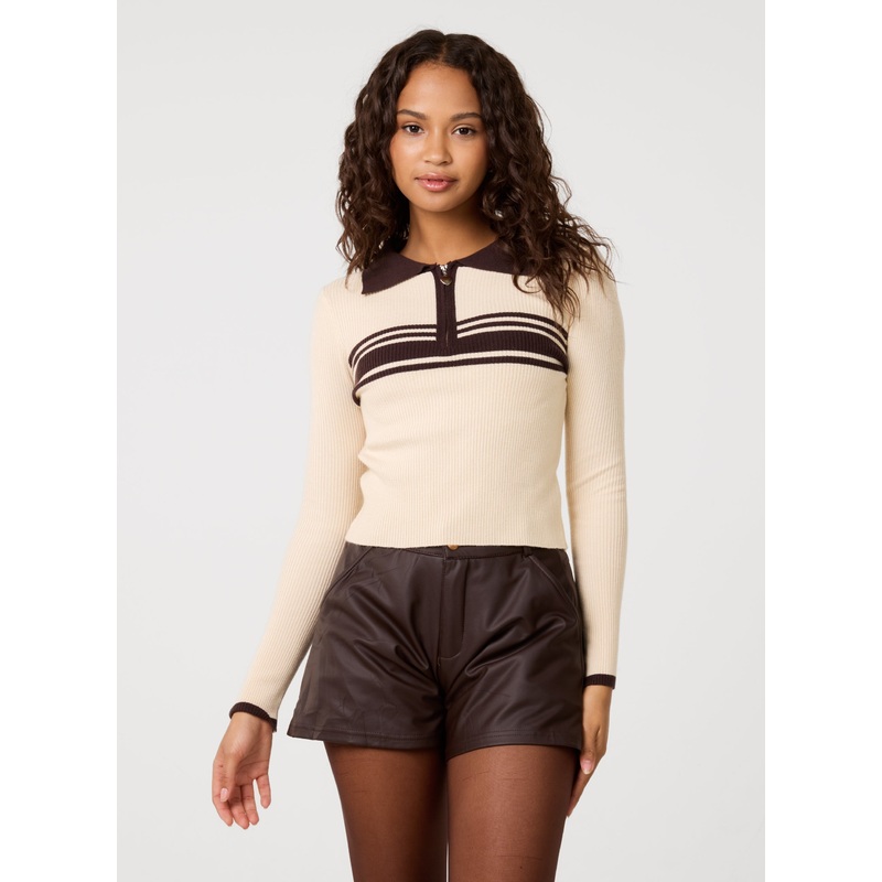 Stripe Front Zip Up Sweatshirt