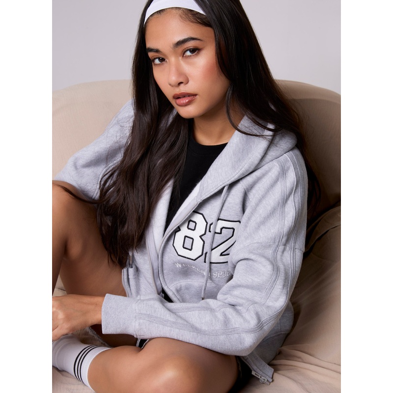 Weekend Sport Zip Up Hoodie-S & M & L-GREY MARL