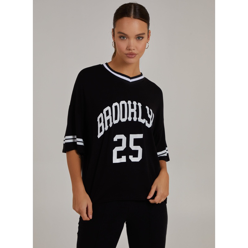 Baseball Oversized T-Shirt-S & M & L-Black