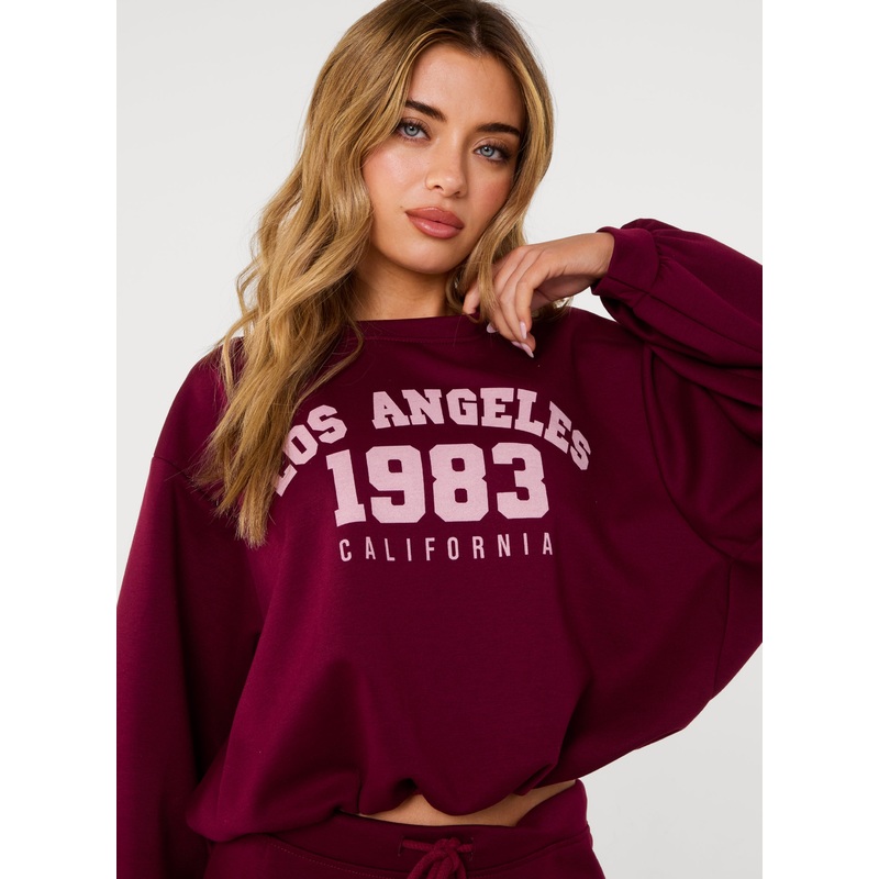 Varsity Puffball Sweatshirt-ONE-WINE