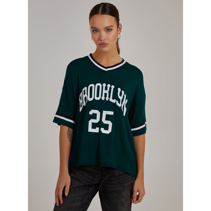 Baseball Oversized T-Shirt-S & M & L-Bottle Green