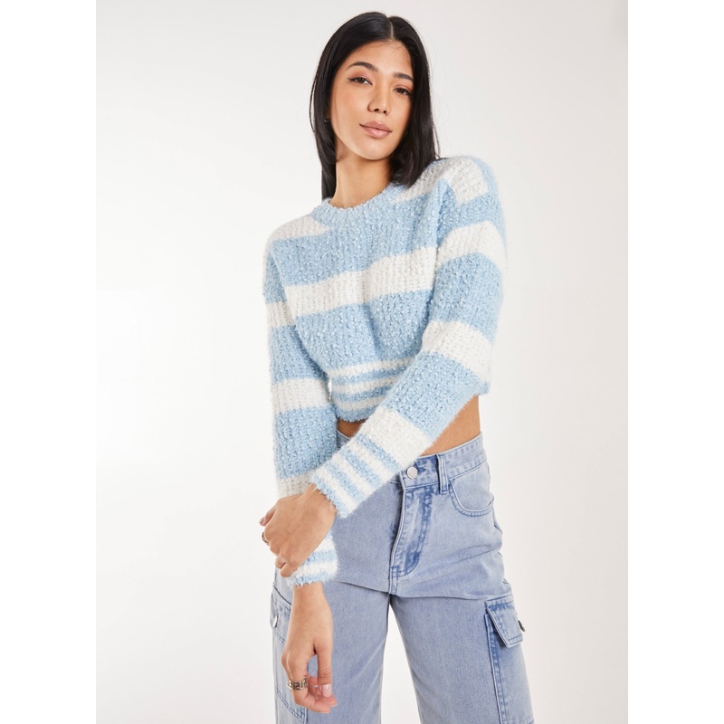 Fluffy Cropped jumper-S/M & M/L-BLUE
