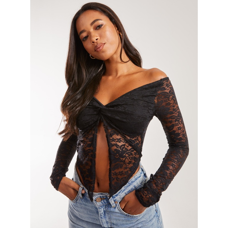 Lace Butterfly Long Sleeve Top