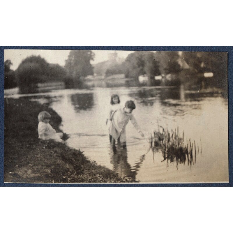 Three unknown children playing in the river Thames Greetings Card