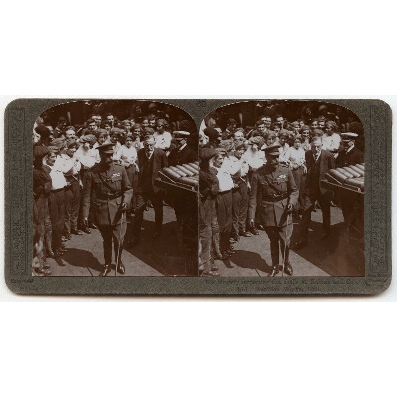 ‘King George V inspecting the shells at Holmes and Co., Ltd, Munition Works, Hull’ Greetings Card