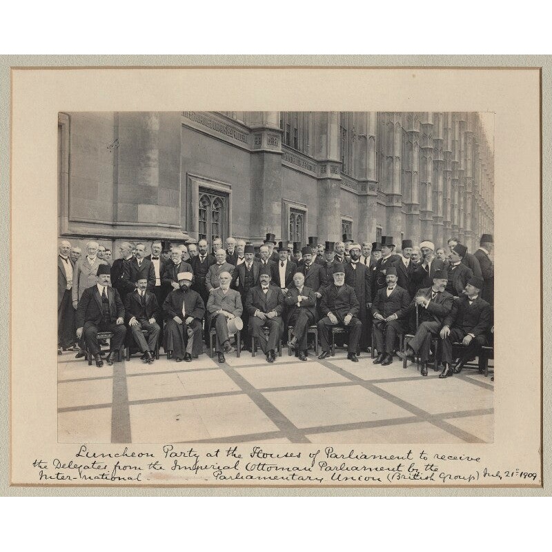‘Luncheon Party at the Houses of Parliament to receive the Delegates from the Imperial Ottoman Parliament by the International Parliamentary Union (British Group)’ Greetings Card