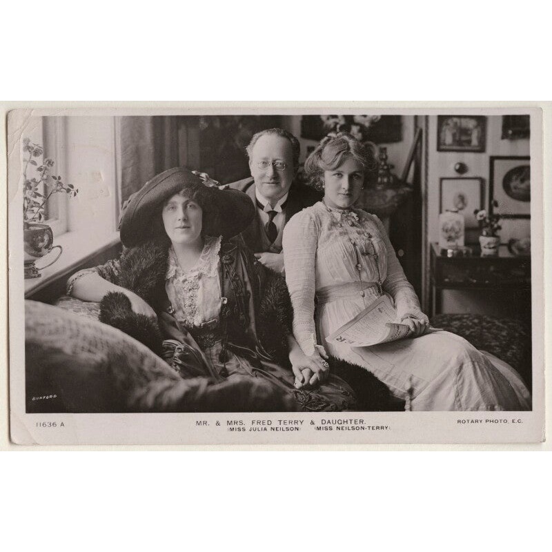 ‘Mr. & Mrs. Fred Terry & Daughter’ Greetings Card