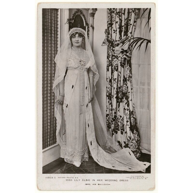 ‘Lily Elsie in her wedding dress’ (Lily Elsie) Greetings Card