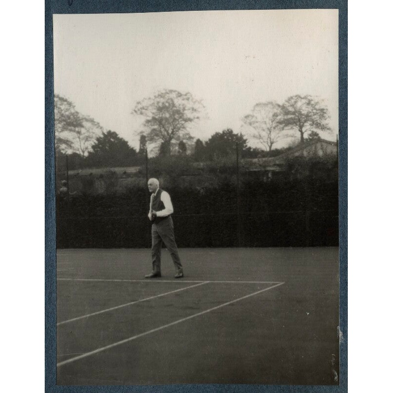 ‘Lord Balfour playing tennis’ (Arthur James Balfour, 1st Earl of Balfour) Greetings Card