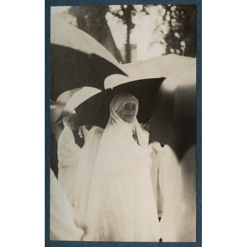 ‘Procession in the rain at the enthronement of the new bishop’ (Unknown girl) Greetings Card
