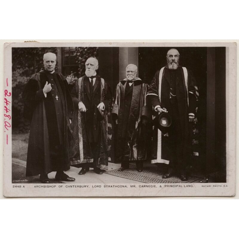 ‘Archbishop of Canterbury, Lord Strathcona, Mr. Carnegie, & Principal Lang’ Greetings Card