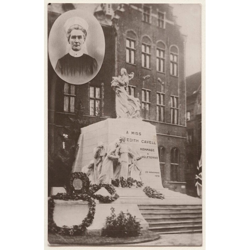 ‘Memorial Erected in Brussels to Edith Cavell’ Greetings Card