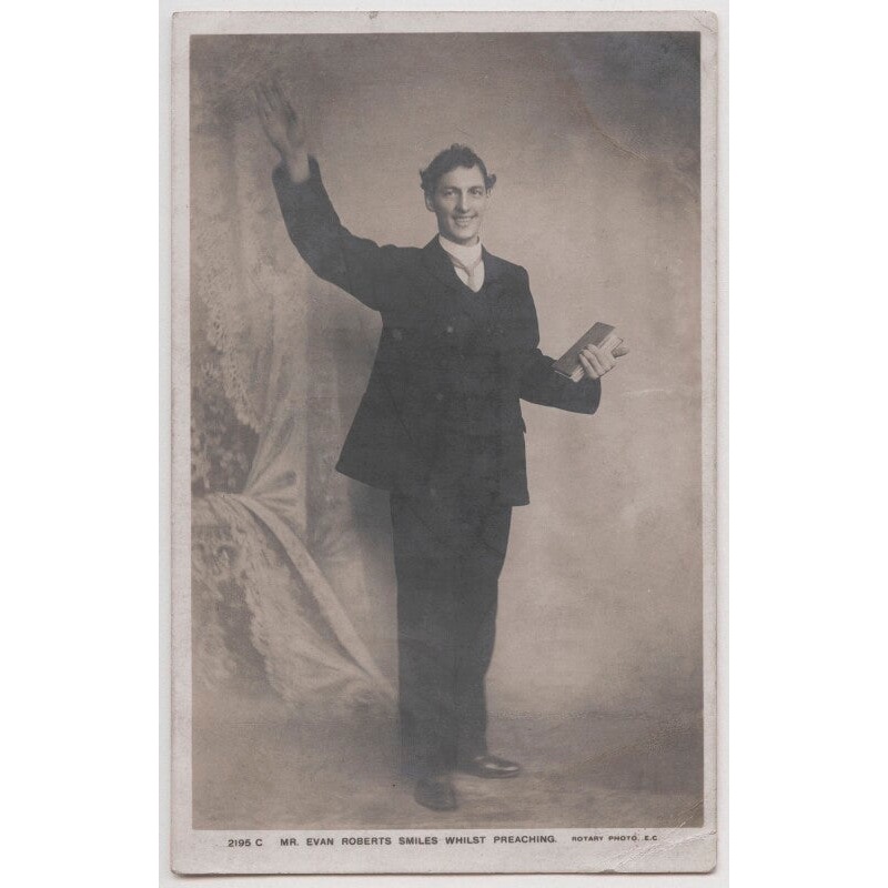 ‘Mr. Evan Roberts smiles whilst preaching’ Greetings Card