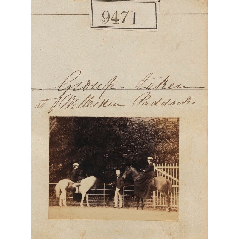 ‘Group taken at Willesden Paddock’ (three unknown sitters) Greetings Card