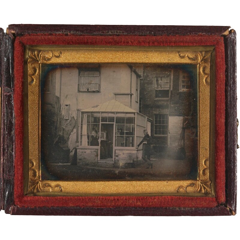 An early photographic studio in London Portrait Print