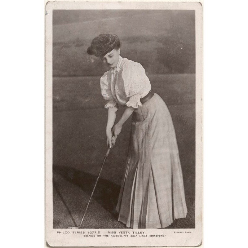 Vesta Tilley golfing on the Ravenscliffe Golf Links (Bradford) Portrait Print