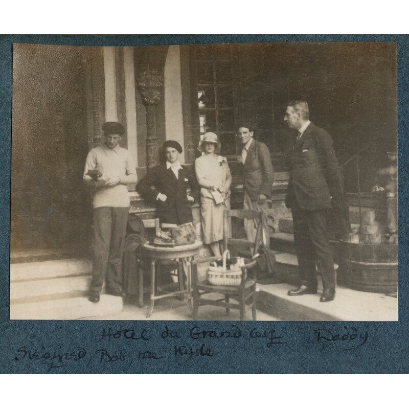 ‘Htel du Grand Cerf: Siegfried, Bob, me, Kyrle, Daddy’ Portrait Print