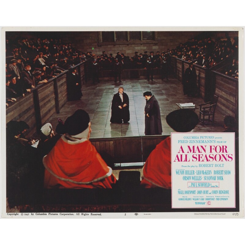 A Man for All Seasons lobby card 2 (Paul Scofield as Sir Thomas More; Leo McKern as Thomas Cromwell, Earl of Essex) Portrait Print