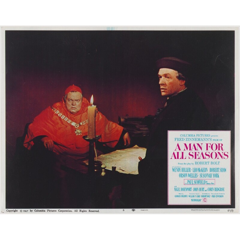 A Man for All Seasons lobby card 6 (Orson Welles as Thomas Wolsey; Paul Scofield as Sir Thomas More) Portrait Print