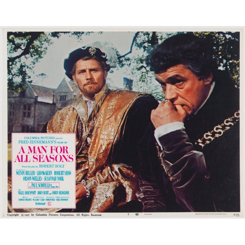 A Man for All Seasons lobby card 7 (Robert Shaw as King Henry VIII; Paul Scofield as Sir Thomas More) Portrait Print