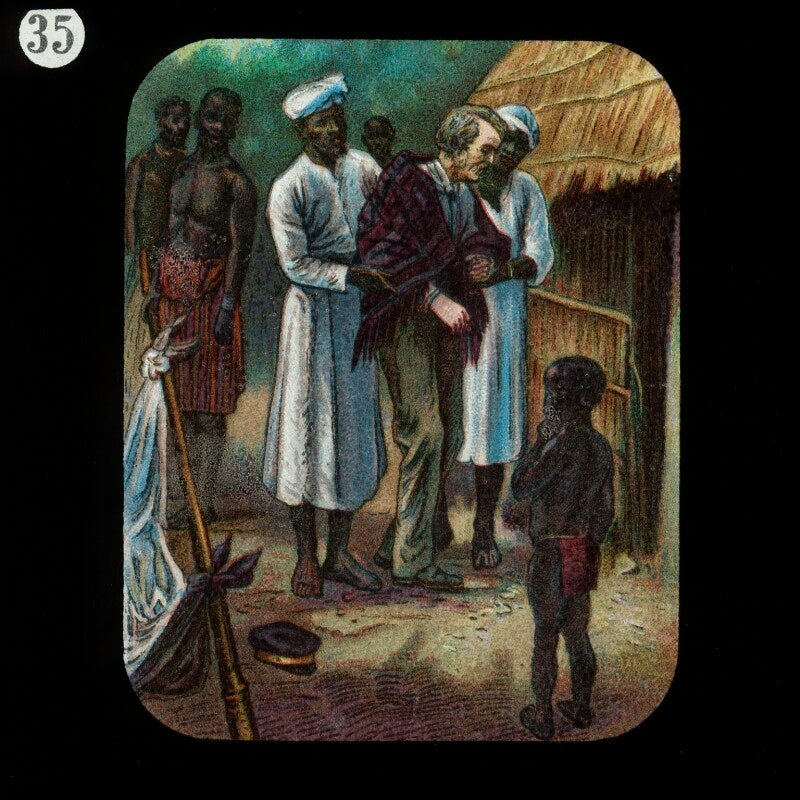 Being assisted to the Hut (David Livingstone) Portrait Print