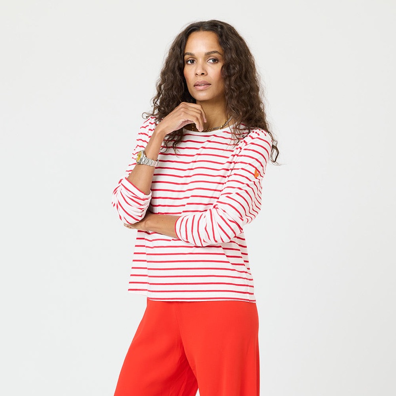KR Long Sleeve Stripe Tee-White-Red-XS & S & M & L & XL